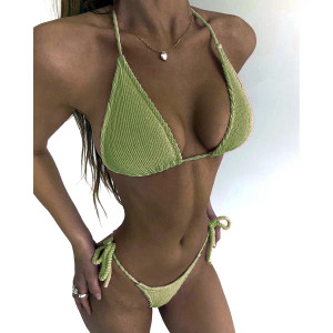 Color: MULTI, Size: L - New Fashion Sexy Bikini Solid Swimsuit Women Swimwear Push Up Set Brazilian F640-12000034610013259