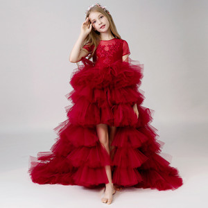 Color: Wine Red, Suitable For Height: 120cm - Children's Dress Girls' Princess Dress Trailing Q119-CJYD199116603CX