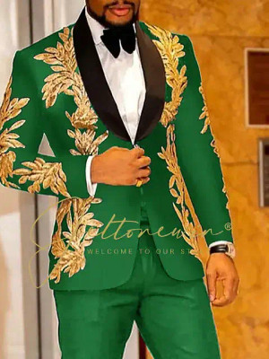 Color: green, Size: 4XL - Luxury Groom Wedding Tuxedos Gold Sequins Appliques Black Men Suits Slim  F640-12000044577113848