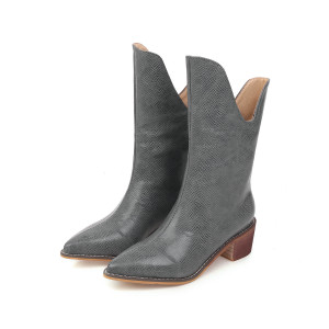 Color: Grey, Size: 43 - Explosive Martin thick heel women's boots Q119-CJBHNSNS24839-Grey-43