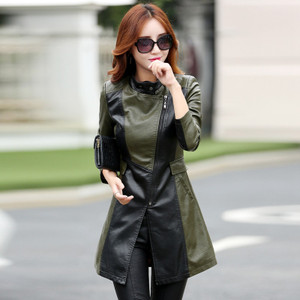 Color: Green, Size: XXL-Cotton, style:  - Short large size Pu winter cotton skin women's jacket Q119-CJNSWTQB03377-Green-XXL-Cotton