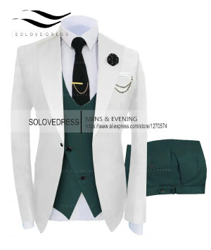 Color: green, Size: XXL - ( Jacket + Vest + Pants )Suits for Mens 2024 Casual Business Suit High-en F640-12000029465731919
