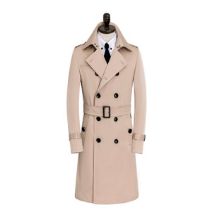 Color: Beige, Size: XL - Men's Windbreaker Long Slim Autumn And Winter Coat Waterproof Leisure Medi Q119-CJFY164684240NM