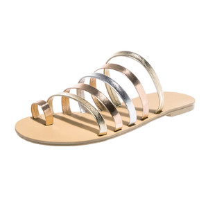 Color: Silver, Size: 35 - Beach flat sandals Q119-CJBHNSNS10676-Silver-35