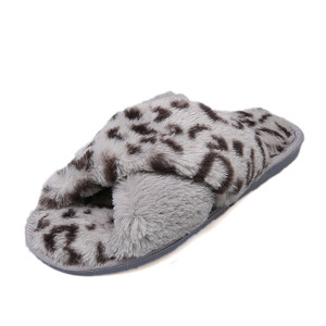Color: Grey, Size: 39 - Leopard slippers female fur mop Q119-CJBHNSNS17597-Grey-39