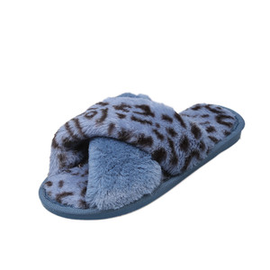 Color: Blue, Size: 39 - Leopard slippers female fur mop Q119-CJBHNSNS17597-Blue-39