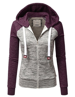 Color: Purple, Size: XXL - Colorblock Hooded Pullover Sweatshirt Q119-CJNSSYWY01689-Purple-XXL