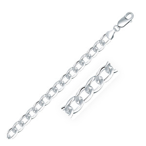 Size: 22'' - Rhodium Plated Sterling Silver Curb Style Chain (7.90 mm) P150-64887-22