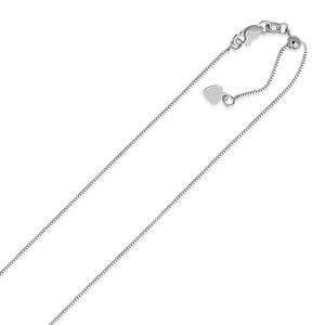 Size: 22'' - 14k White Gold Adjustable Box Chain (0.70 mm) P150-78198-22