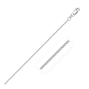 Size: 24'' - 14k White Gold Diamond Cut Round Wheat Chain (1.20 mm) P150-77030-24