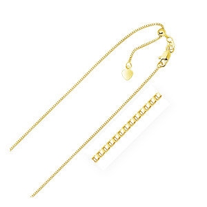 Size: 22'' - 14k Yellow Gold Adjustable Box Chain (0.85 mm) P150-70104-22