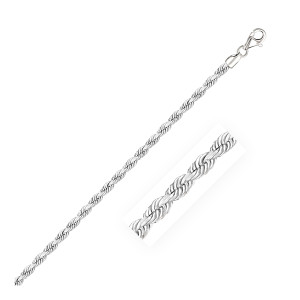Size: 30'' - 14k White Gold Solid Diamond Cut Rope Chain (3.00 mm) P150-07737-30