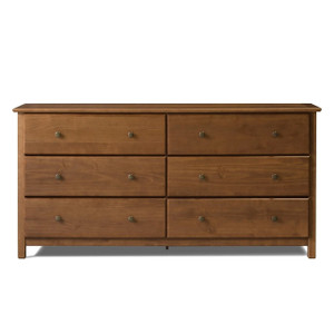 Farmhouse Solid Pine Wood 6 Drawer Dresser in Walnut Finish Q280-FHWA6688