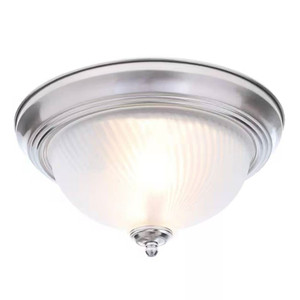 Round 11-inch Brushed Nickel Flush Mount Ceiling Light with Frosted Glass Shade Q280-BNFSGE149728531