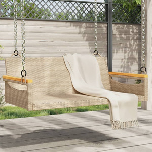 Swing Bench Beige 42.9"x24.4"x15.7" Poly Rattan A949-368145