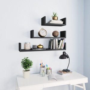  Wall Display Shelf 3 pcs Gray Engineered Wood A949-800200