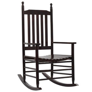 Rocking Chair with Curved Seat Brown Poplar Wood A949-45699