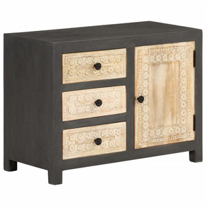 Sideboard Gray and White 29.5"x13.8"x21.7" Solid Mango Wood A949-374992