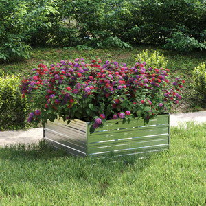 Garden Raised Bed 39.4"x39.4"x17.7" Galvanized Steel Silver A949-316885