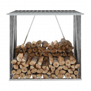 Garden Log Storage Shed Galvanized Steel 64.2"x32.7"x60.6" Anthracite A949-47091