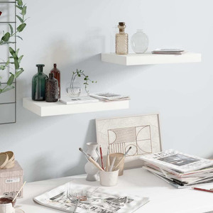 Floating Wall Shelves 2 pcs High Gloss White 15.7"x9.1"x1.5" MDF A949-323743