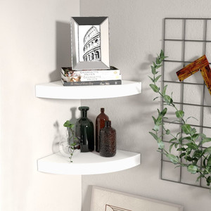 Floating Corner Shelves 2 pcs White 9.8"x9.8"x1.5" MDF A949-323896