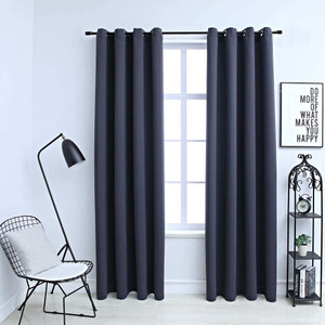 Blackout Curtains with Rings 2 pcs Anthracite 54"x84" Fabric A949-134844