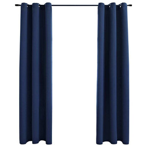 Blackout Curtains with Rings 2 pcs Navy Blue 37"x63" Fabric A949-134858