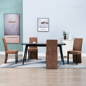 Dining Chairs 4 pcs Brown Faux Suede Leather A949-249201