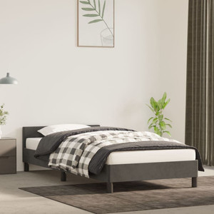 Bed Frame without Mattress Dark Gray Twin Velvet A949-347598