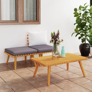 3 Piece Patio Lounge Set with Cushions Solid Acacia Wood A949-316265