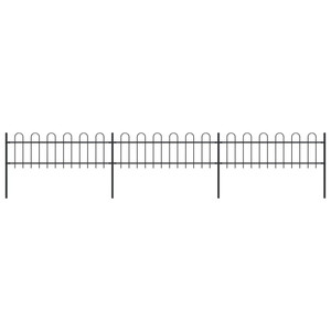 Garden Fence with Hoop Top Steel 211.4"x23.6" Black A949-277640