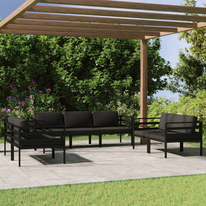  7 Piece Patio Lounge Set with Cushions Aluminum Anthracite A949-3107796