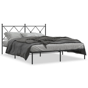 Metal Bed Frame without Mattress with Headboard Black 59.1"x78.7 A949-376504