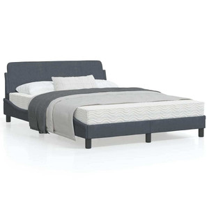 Bed Frame "Dover" Dark Gray 53.9"x74.8" Velvet A949-373283