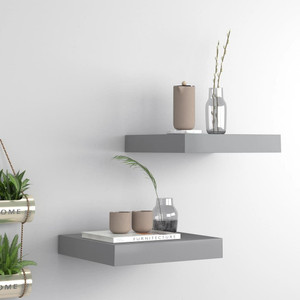  Floating Wall Shelves 2 pcs Gray 9.1"x9.3"x1.5" MDF A949-323845