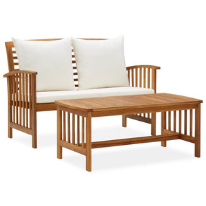 2 Piece Patio Lounge Set with Cushions Solid Acacia Wood A949-310263