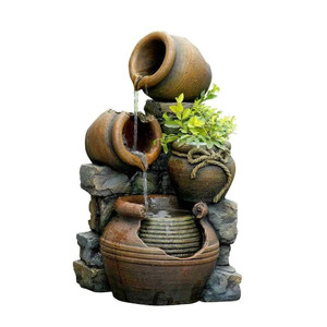 2-in-1 Outdoor Polyresin 15-Gallon Pouring Pots Water Fountain Planter Q280-MPWFNT12714583962