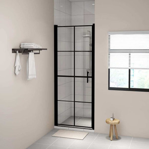 Shower Door Tempered Glass 35.8"x76.8" Black A949-148891