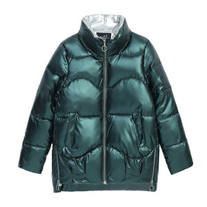 Color: Green, Size: S - Women's short shiny down padded jacket Q119-CJNSWTQB02249-Green-S