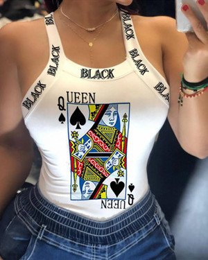 Style: SpadesQ, Size: XL - Sexy strap print T-shirt Q119-CJNSWTQB01753-SpadesQ-XL