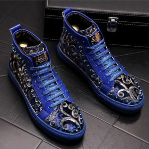 Color: Blue, Size: 42 - Personalized Blue Sequined Color-Block Sports Sneakers Q119-CJBHNSNS32052-Blue-42