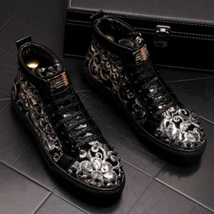 Color: Black, Size: 38 - Personalized Blue Sequined Color-Block Sports Sneakers Q119-CJBHNSNS32052-Black-38