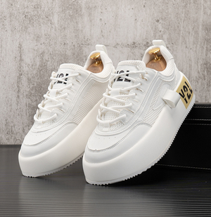Color: White elevated style, Size: 42 - Thick Soles Men's Autumn Breathable Mesh Small White Shoes  Q119-CJNS166842211KP