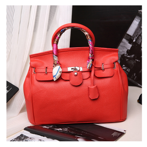 Color: Red with silk scarf - 2021 new women's bag Europe and the United States lock buckle micro-po Q119-CJBHNSNS05627-Red with silk scarf