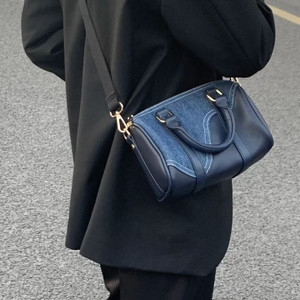 Retro Denim Patchwork Leather Boston Bag Q119-CJNS1978639
