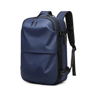 Color: Blue - Men Travel Backpack vacuum compression 17 inch Laptop Backpack Business Large Capacit F640-12000039600843027