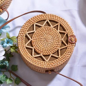 Color: Wood color, Size: 20x8xm - Bali Island Hand Woven Bag Joy Q119-CJBHNSNS06312-Wood color-20x8xm