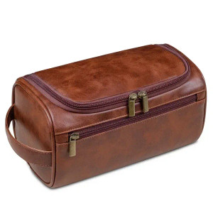Color: Beige, Size: S - Personalized Men's Leather Toiletry Bag, Groomsmen Gifts, Dopp Kit, Gift fo F640-12000044680538887