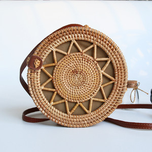 Color: Wood color, Size: 18x8cm - Bali Island Hand Woven Bag Joy Q119-CJBHNSNS06312-Wood color-18x8cm